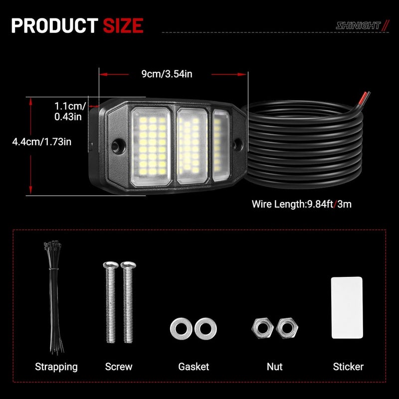 SHINIGHT 8PCS White Rock Lights - Super Bright Pure White 6000K LED Chips, 3M/9.84FT Extension Wires, IP68 Waterproof Underglow Lights for Trucks, ATV, UTV, Cars, Boats - Image 4
